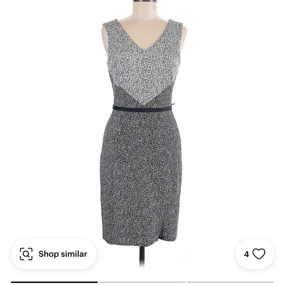 WHBM V Neck Sleeveless Ponte Sheath with Belt Size 0